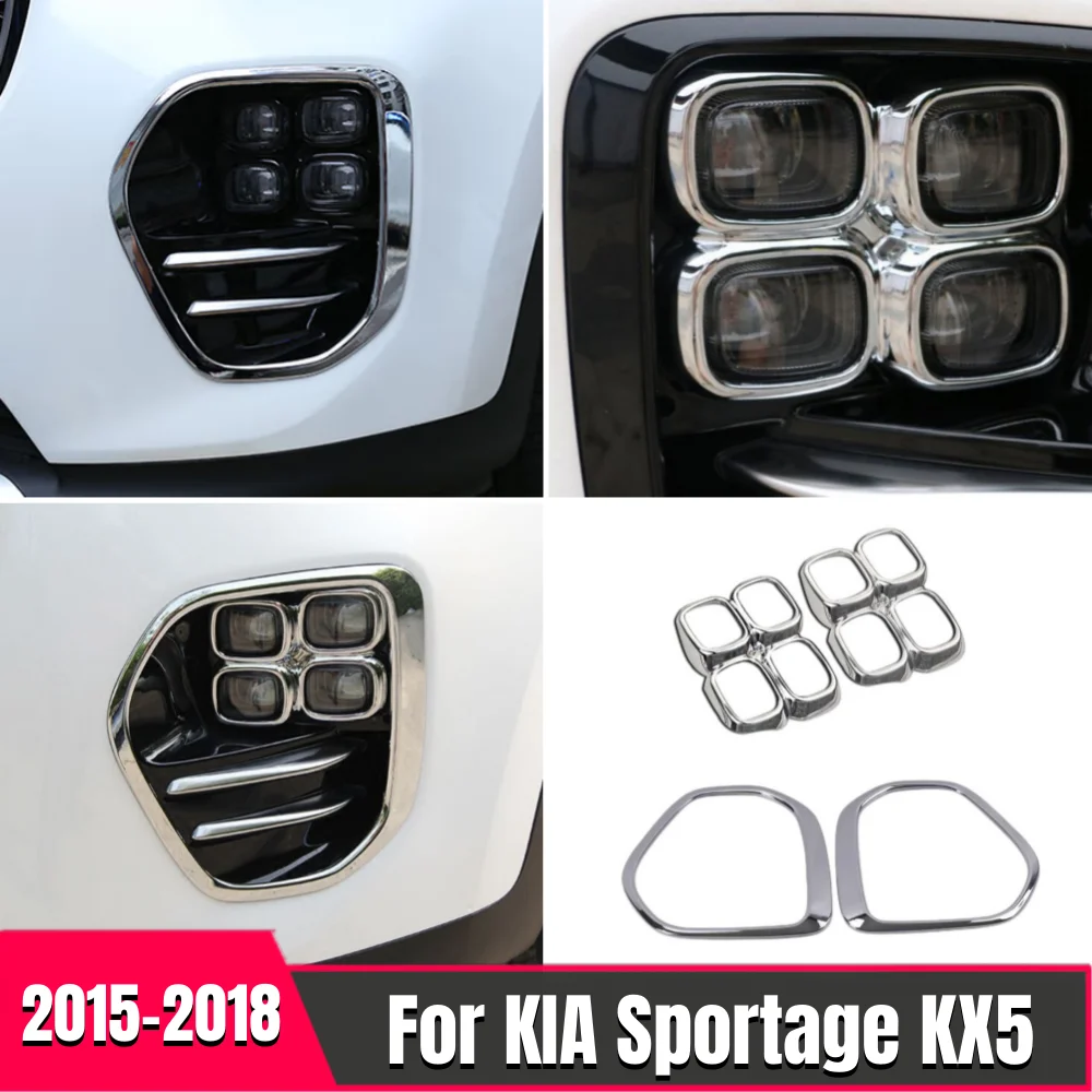 

For Kia Sportage KX5 QL 2015-2018 Car Decoration ABS Chrome Front Fog Light Lamp Cover Trim Frame Foglight Molding Garnish Bezel