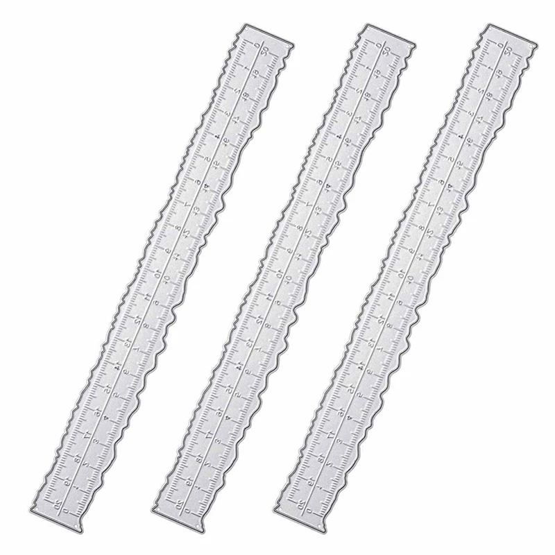 3 Pieces 8.4 Inches Metal Irregular Edges Ruler Edges Ruler For Card Making Scrapbooking Craft Decor School Office Tools