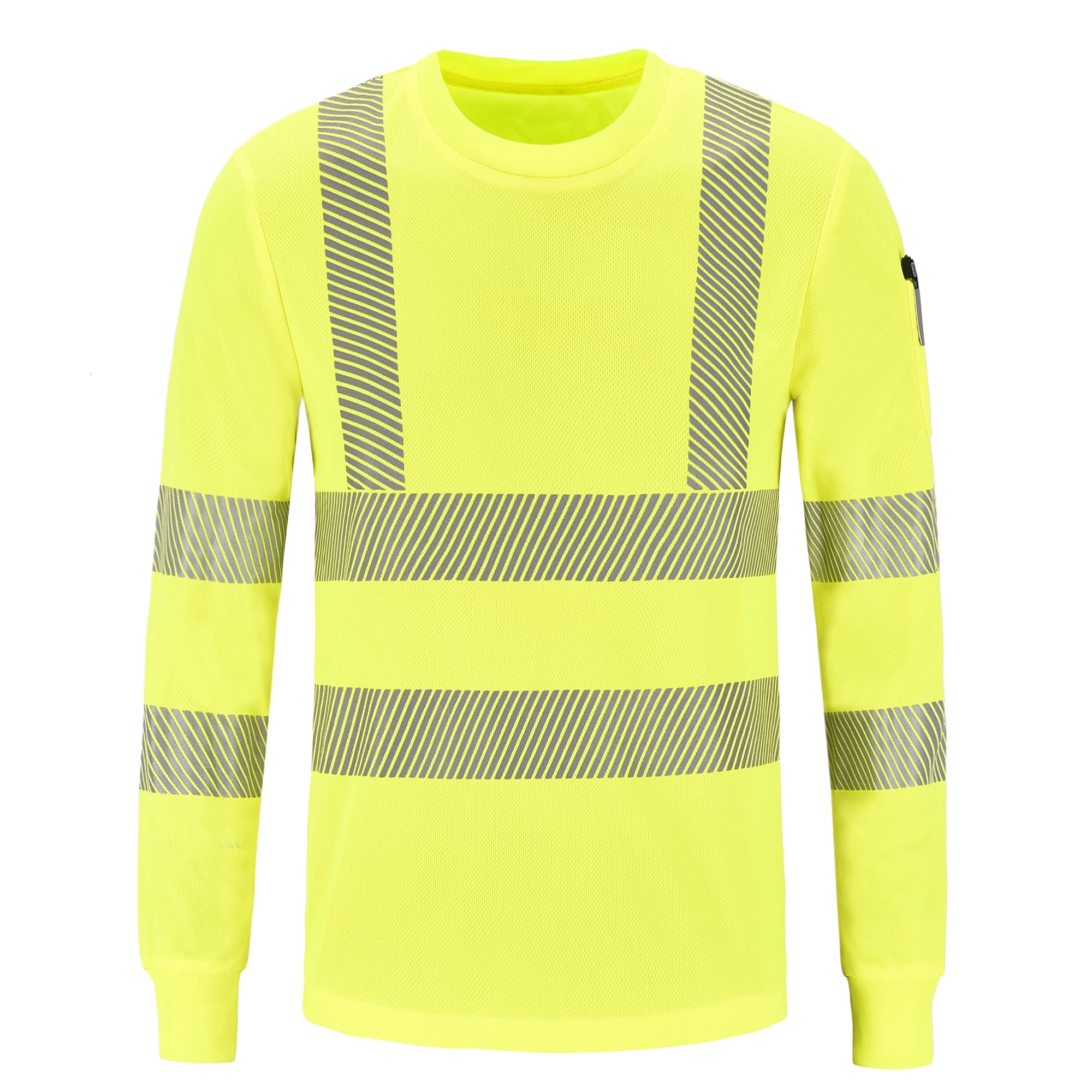 Camiseta de trabajo de seguridad de manga larga de alta visibilidad, camisetas de clase 3 hi vis, EN20471, XS-8XL