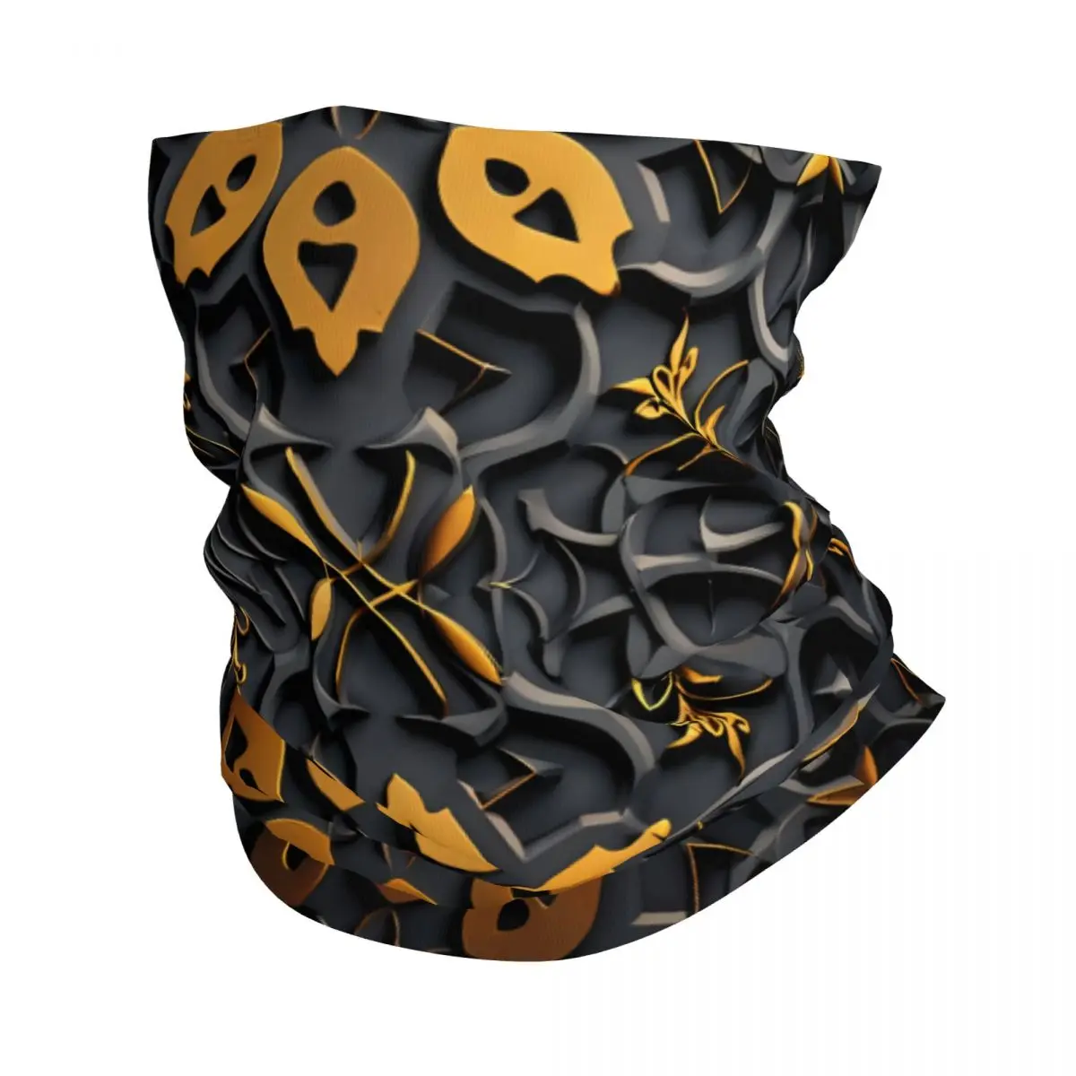 Carved Pattern Scarf Neckerchief Neck Face Mask Polyester