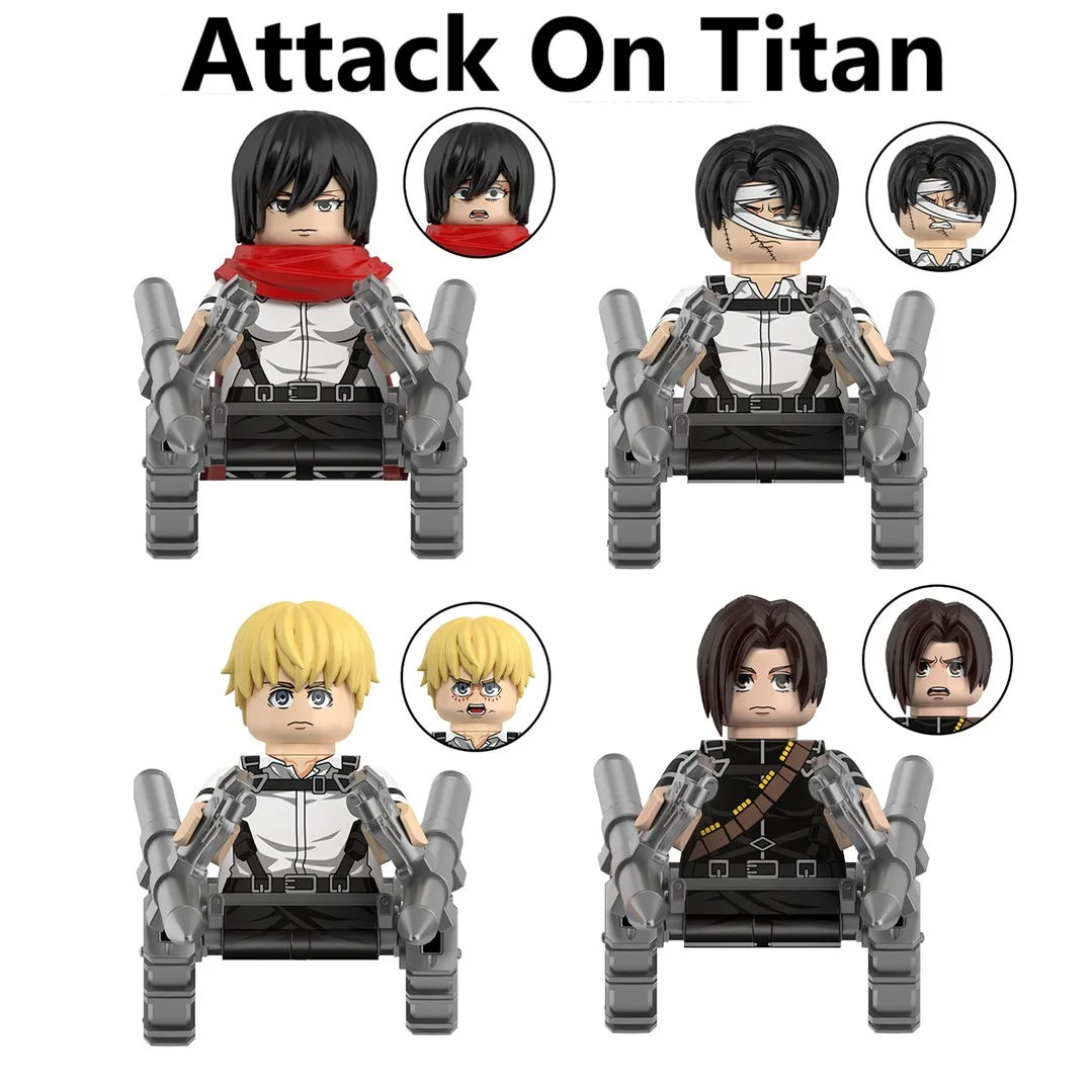 هجوم جديد على تيتان اللبنات إرين جايجر ليفي أكرمان ميكاسا أكرمان ألعاب شخصيات الحركة الصغيرة