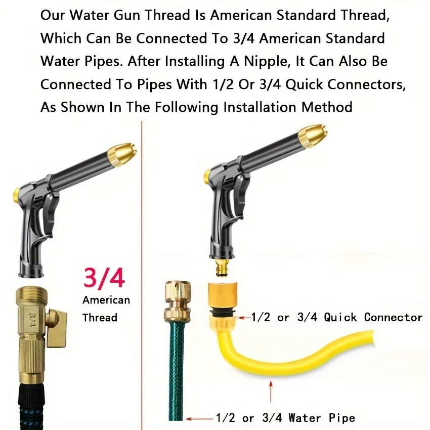 1pc High-Pressure Car Washing Water Gun, Plastic Gun Body,  Garden Shower, Multifunction Watering Tool, Powerful Cleaning