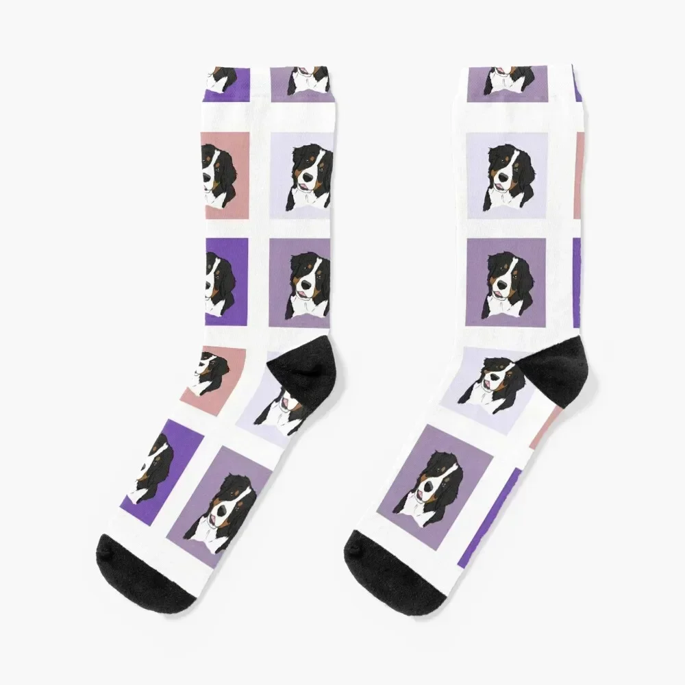 Bernese Mt. Dog: Purple Socks luxe snow Socks Male Women's