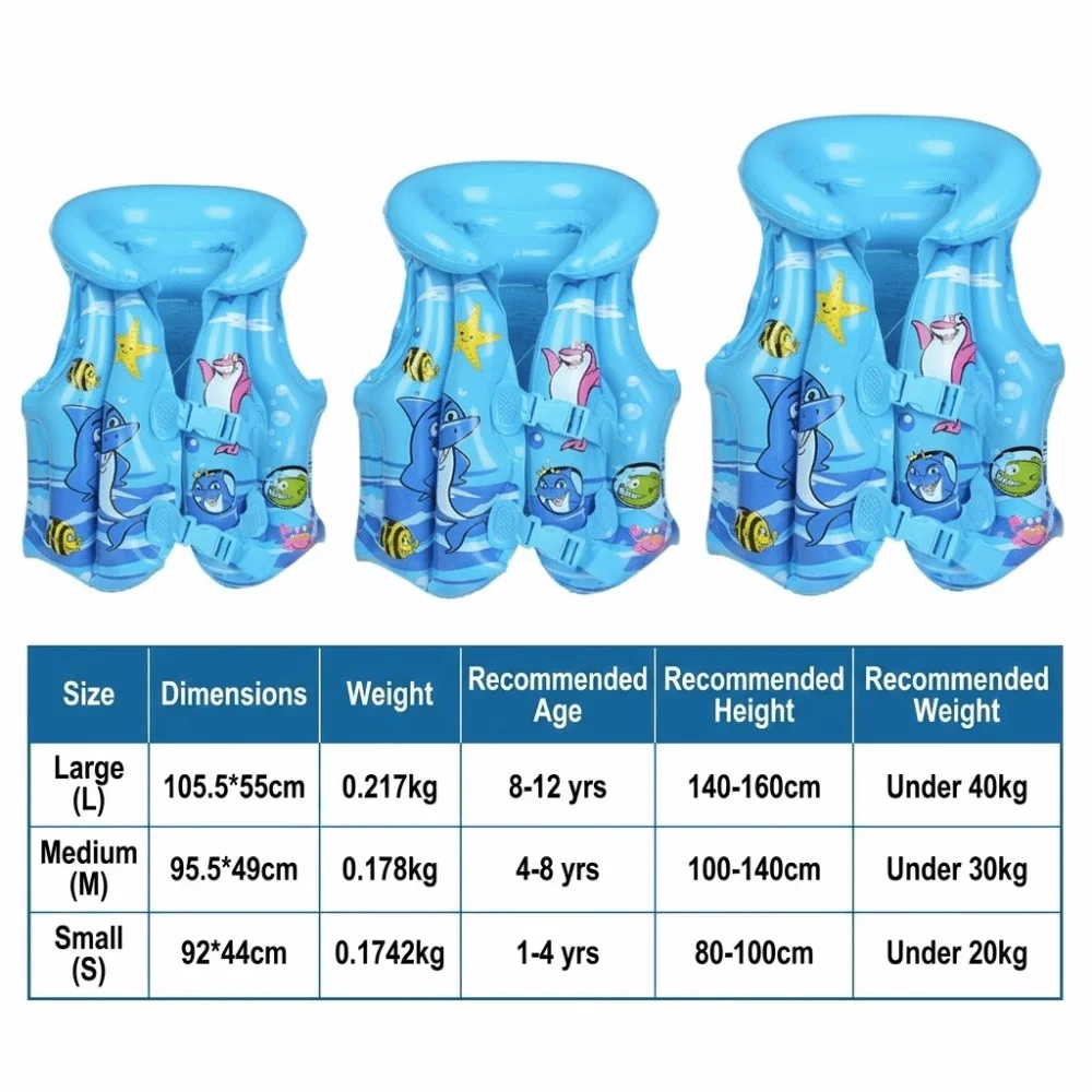 PVC Children Safety Vest Independent Airbags Adjustable Kid Life Jackets Ocean World Pattern Inflatable Swimming Vest