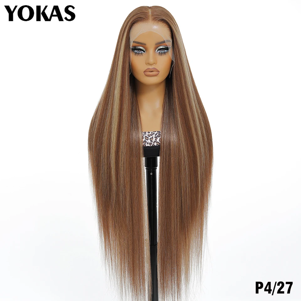 40-Zoll-Synthetik-Lace-Frontal-Perücken für Frauen, 13 x 6 Lace-Front-Perücken mit Hochtemperaturfaser, HD-Spitze, rosa blondes glattes Haar – Detail 22