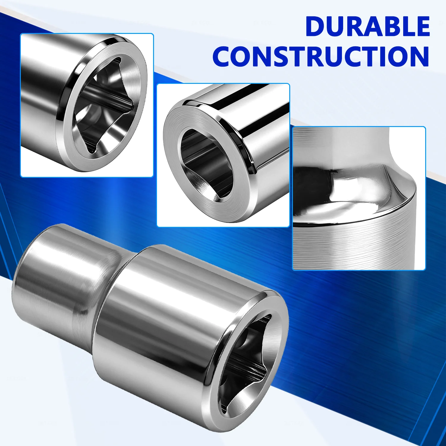 A steel shock absorber socket—a tool for the removal and installation of shock absorbers—compatible with 