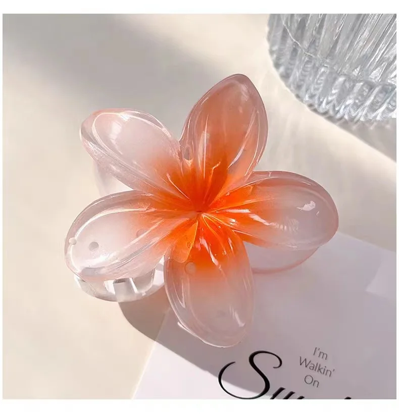 8CM BOHO Gradient Large Flower Acrylic Hair Clip For Women Sweet Hair Claws Crab Clamp Barrettes Hawaiian Headwear Accessories