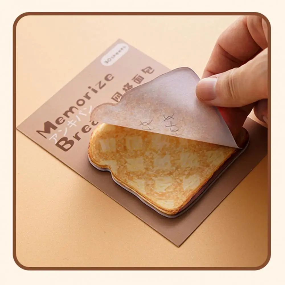 7-7.5cm Bread Shaped Sticky Notes 30 Sheets Loaf Design Premium Paper Reminder Sticky Notes Smooth Writing Memo Pads Notepads