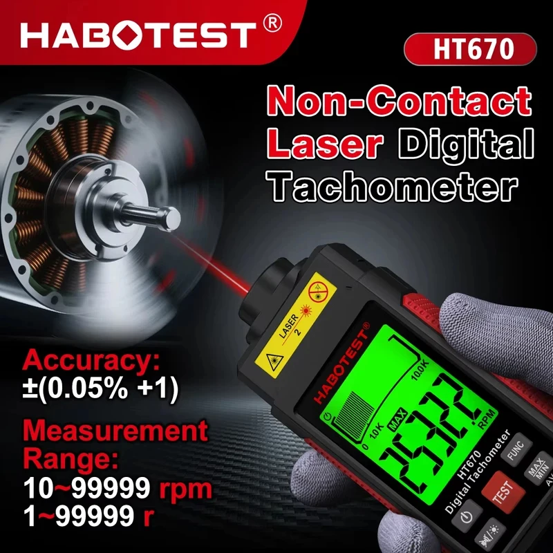 habotest-ht670-デジタルレーザータコメーター-非接触式rpmメーター-25-99999rpm-lcdバックライト付き-モーターエンジン速度測定用