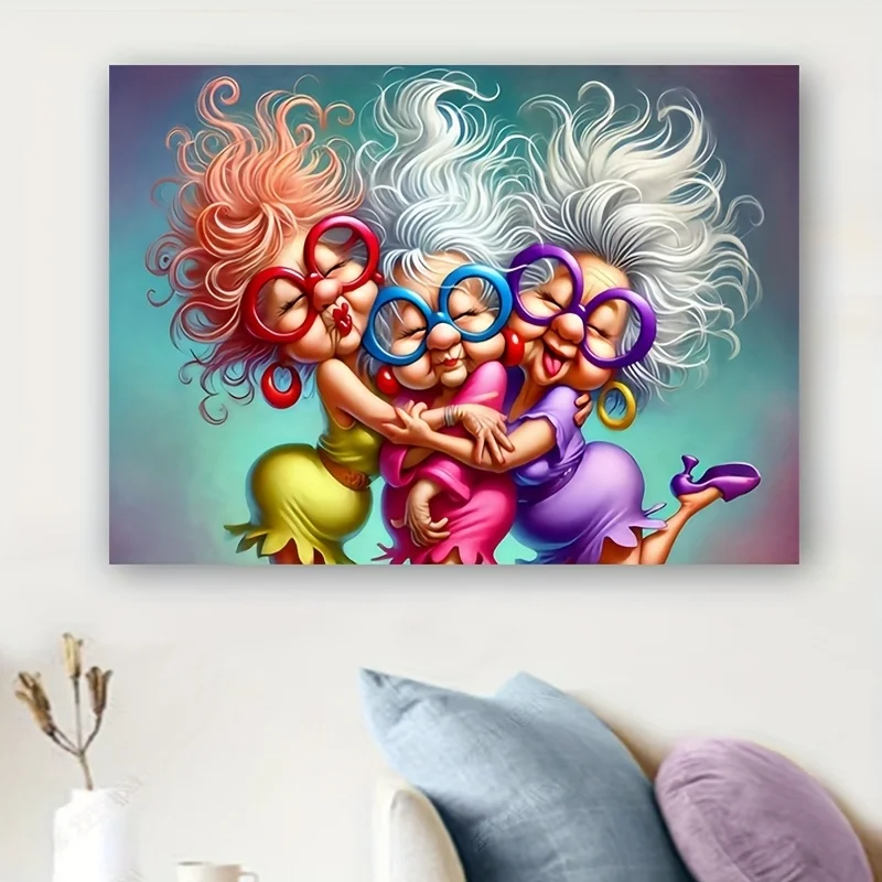 1000 قطعة من أحجية الصور المقطوعة - مشهد تعانق الأخوات الرائعة بألوان نابضة بالحياة، ديكور فني مستطيل محمول للبالغين، DIY GIF #3