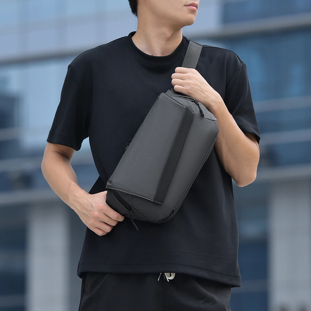 Nueva ropa de trabajo versátil, bolso de hombro individual, mochila cruzada informal para hombre, bolso cuadrado pequeño de moda para el pecho, bolso de nailon de Color puro