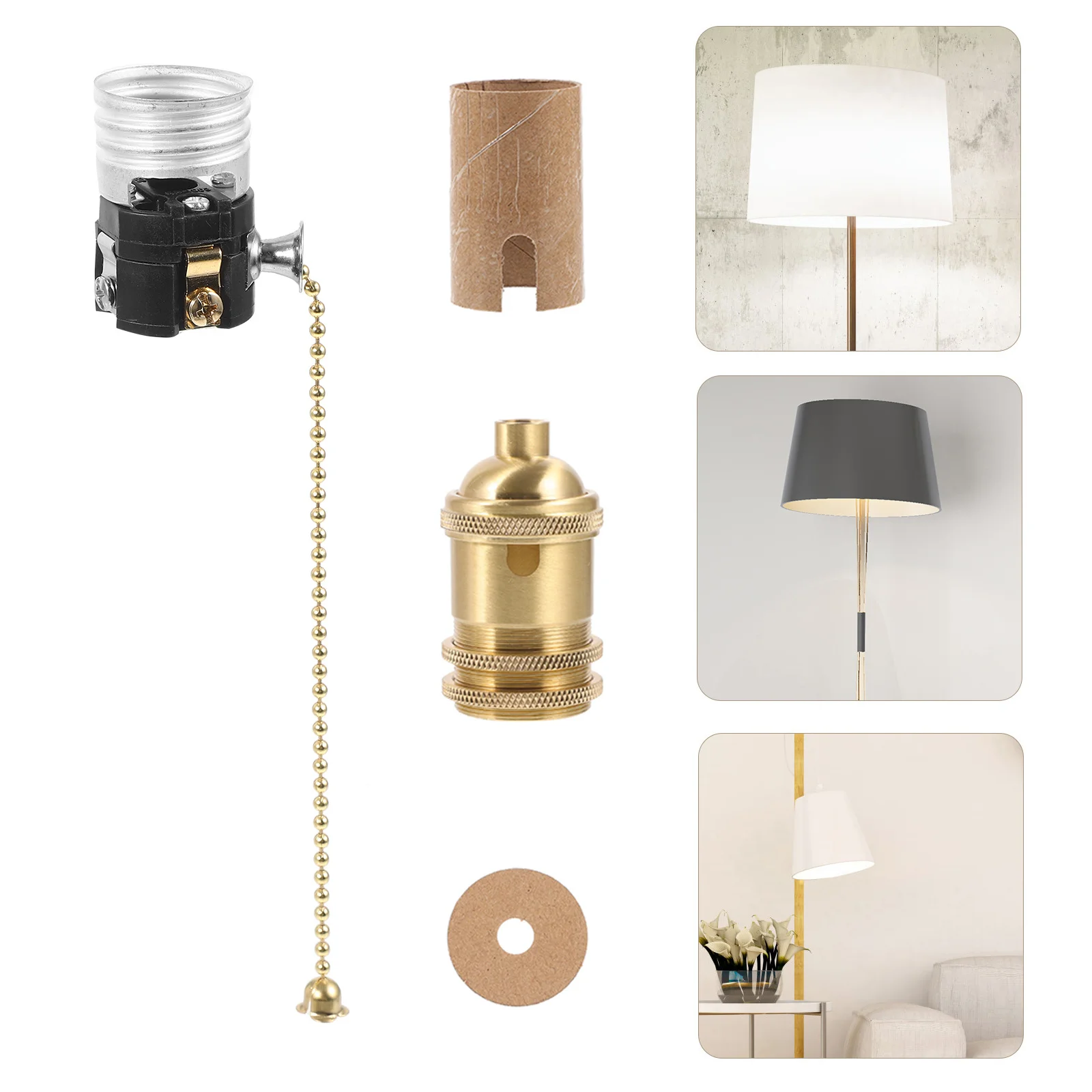 

1Set Sturdy Copper E27 Pull Chain Lampholder Easy Install Wall Ceiling Light Accessory Pull Chain Light Fixture