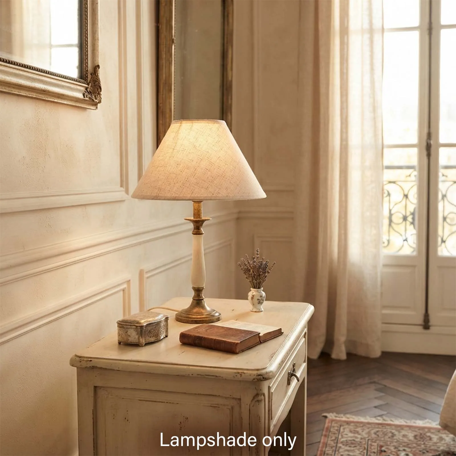 Beige Lamp Shade, Refined Linen Texture, Clean Tapered Shape, Central Ring Fitter, Modern Neutral, Cozy