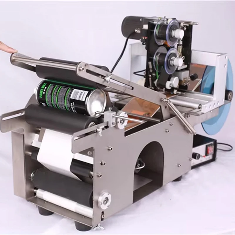 PBOBP Round Bottle Labeling Machine For Beer Can Date Code Printer Label Packing Machine Semi Automatic Label Dispenser