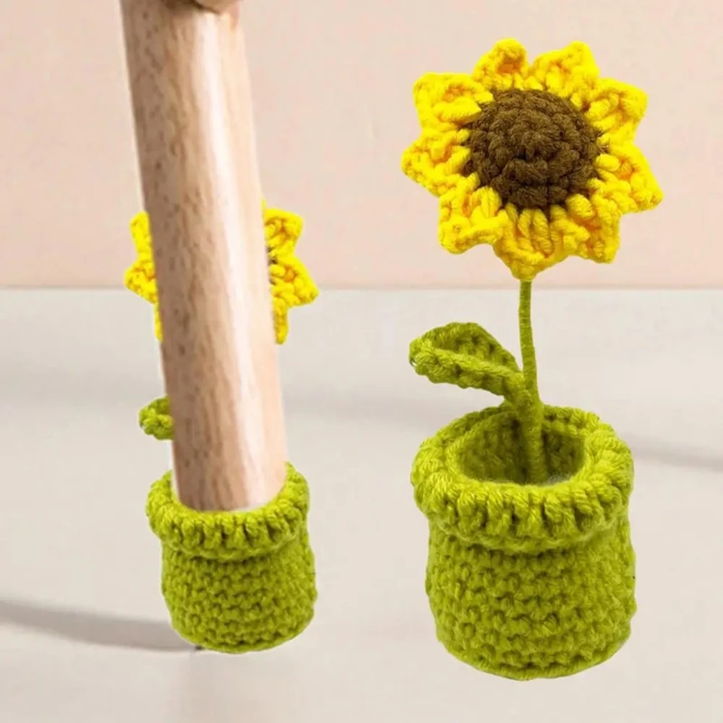 Gambe per sedia a fiori 4 pezzi sedia gamba protezione per pavimento calzino per mobili elastico antiscivolo Design girasole per gamba ovale per mobili