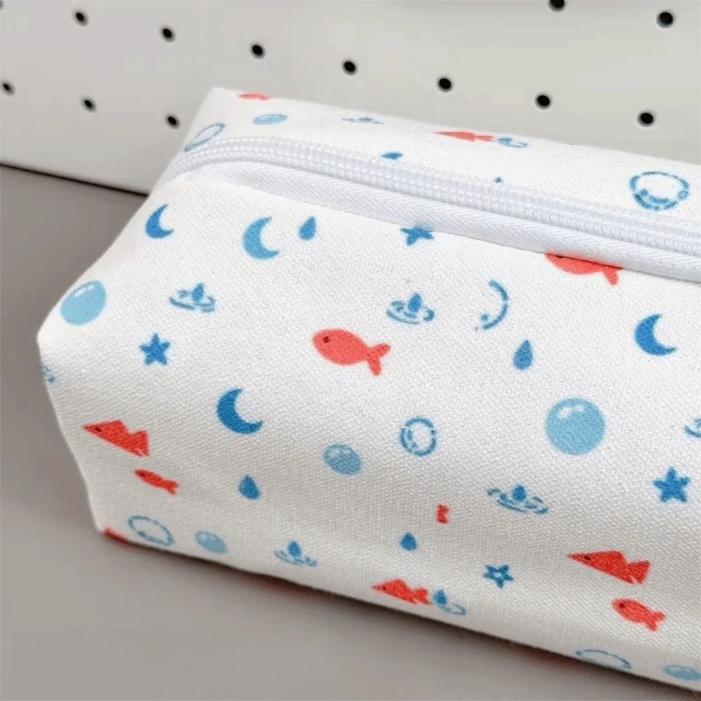 Durable Cartoon Printed Pencil Case Large Capacity Portable Pencil Pouch Zipper Stationery Bag Students