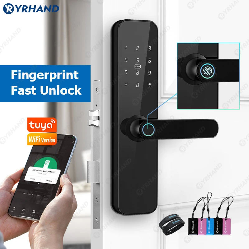 F7 Tuya wifi fechadura eletronica digital Fingerprint eletric Door Lock Zigbee Ttlock Remote Unlocking Wifi Smart door lock