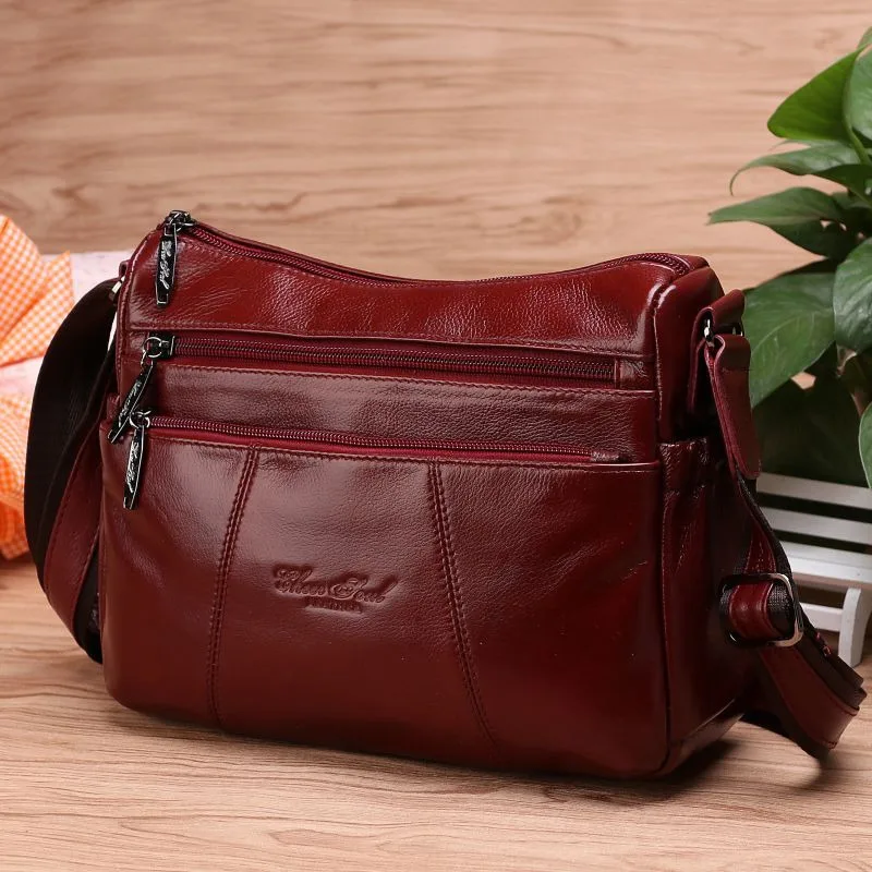 

Genuine Leather Women Shoulder Cross body Sling Bag Casual Vintage Real Cowhide Female Ladies Hobo Messenger Satchel Bags