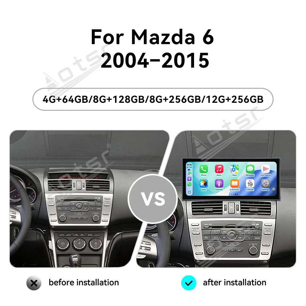 CarPlay 15.8’’Android 15 For Mazda 5 2004-2015 Car accessories Car gadgets Car GPS Navigation HD Screen Multimedia Player Head