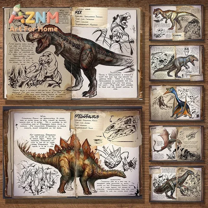 Tableau mural modulaire en toile Ark Survival Evolved, peinture de jeu de survie, décoration intérieure, affiche de dinosaure, art mural moderne pour salon