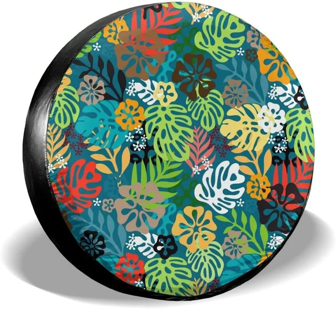 Fall Summer Exotic Floral Tropical Palm Banana Leaves Spare Tire Covers Cute Car Accessories For Women Rv Tire Covers For Traile