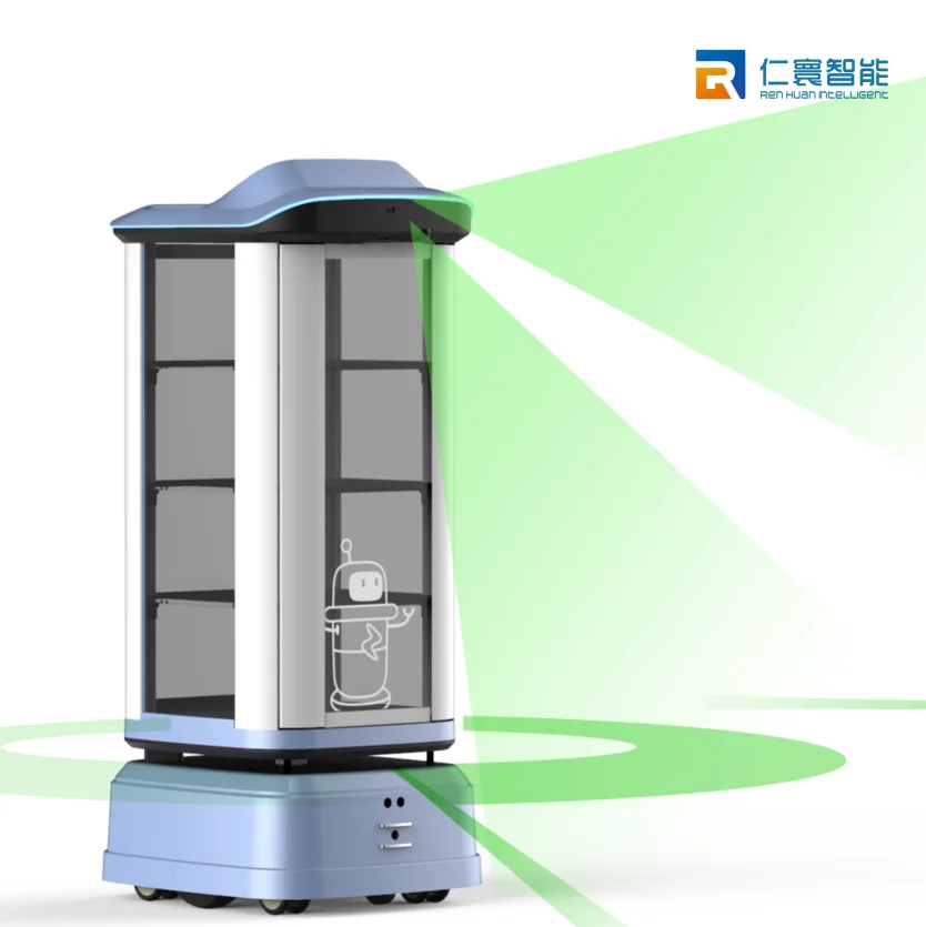DishDolly AX1112 Robot : Intelligent Restaurant Smart Interactive Automatic Navigation Guide Greeting Service Delivery Robot