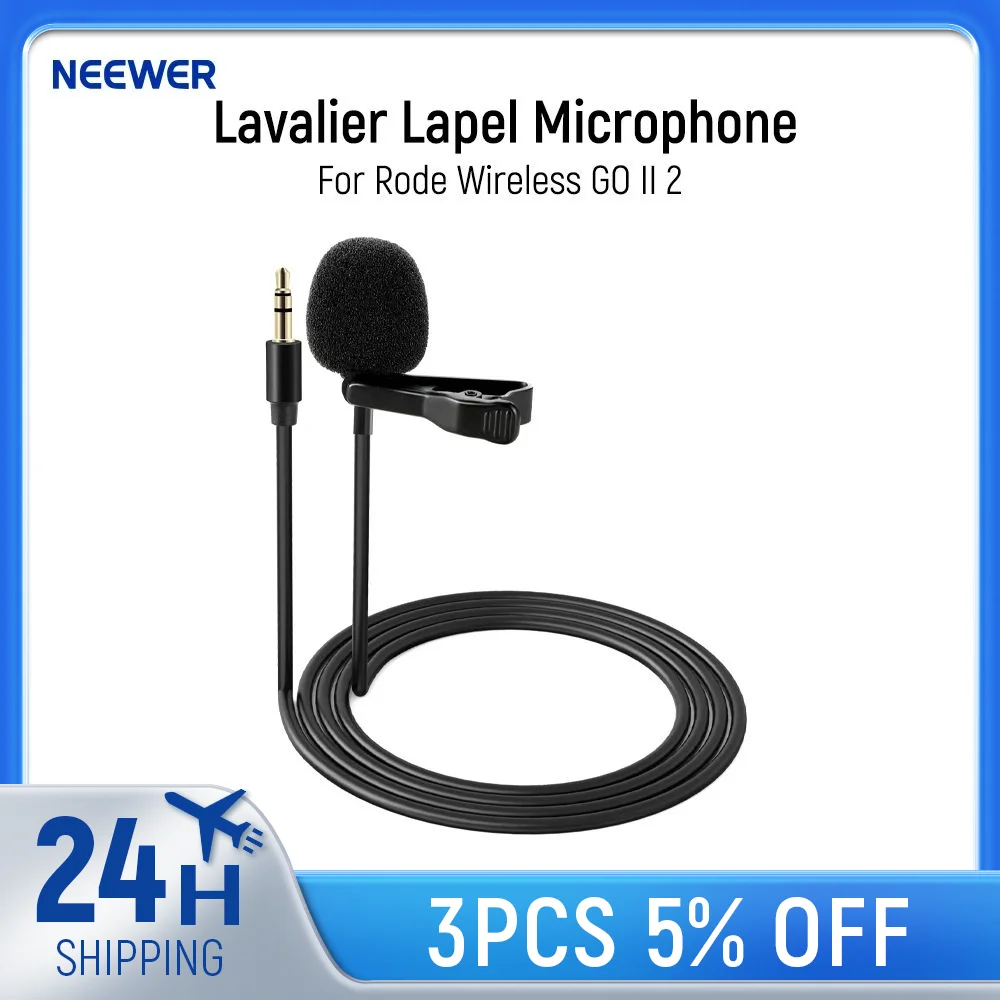 

Neewer Lavalier Lapel Microphone For Rode GO II 2 DJI Wireless Mic Transmitters Omnidirectional Condenser Wired Clip On Lav Mics