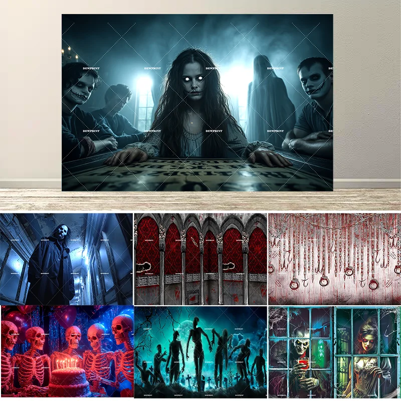 

Dewprint Beenle Halloween Party Backdrop Cemetery Night Skeleton Man Background Scary Banner Decoration Studio Photo Booth Prop