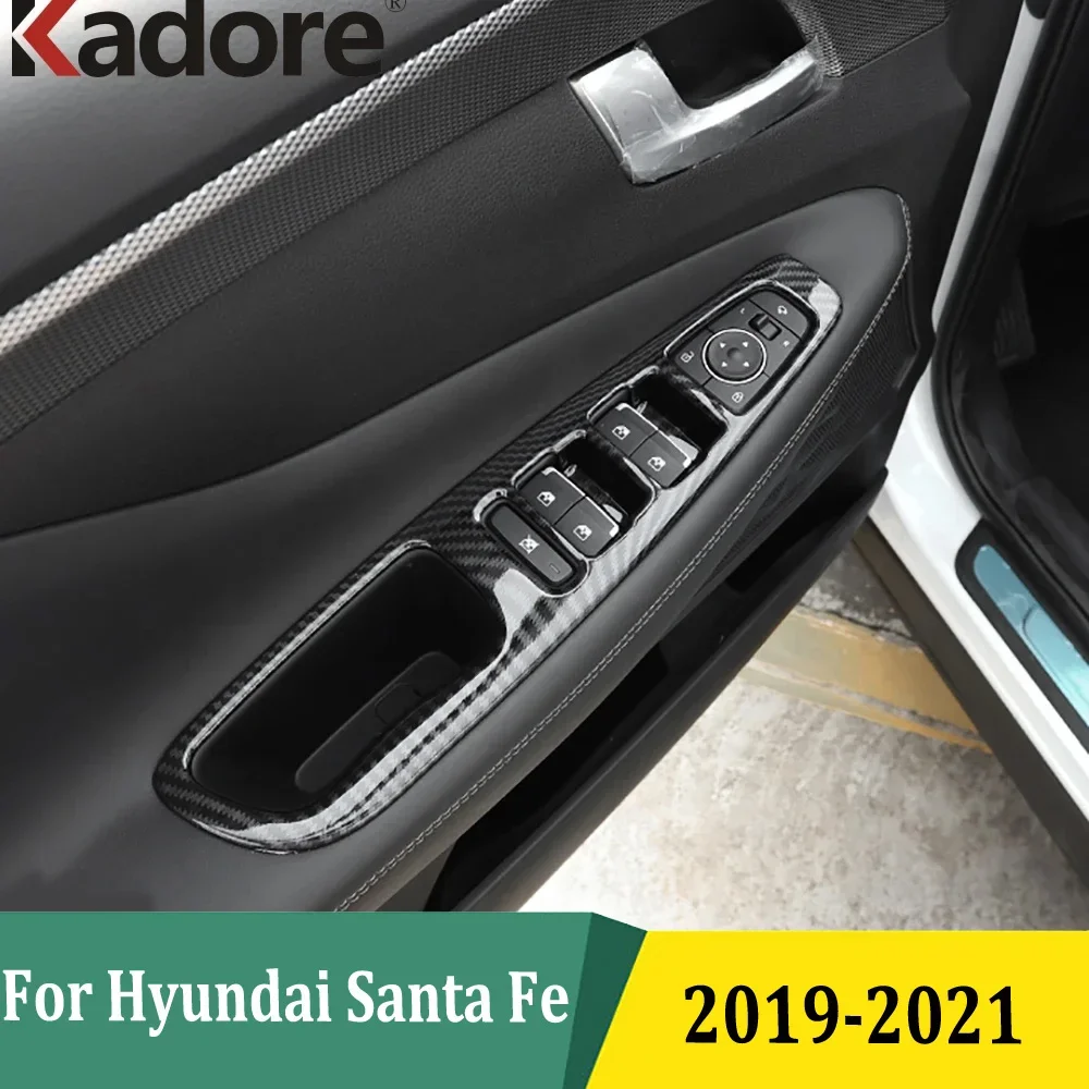 

Для Hyundai Santa Fe 2019-2021 кнопка переключателя подъема окна, накладки на дверной подлокотник, рамка панели, аксессуары для салона автомобиля (LHD)