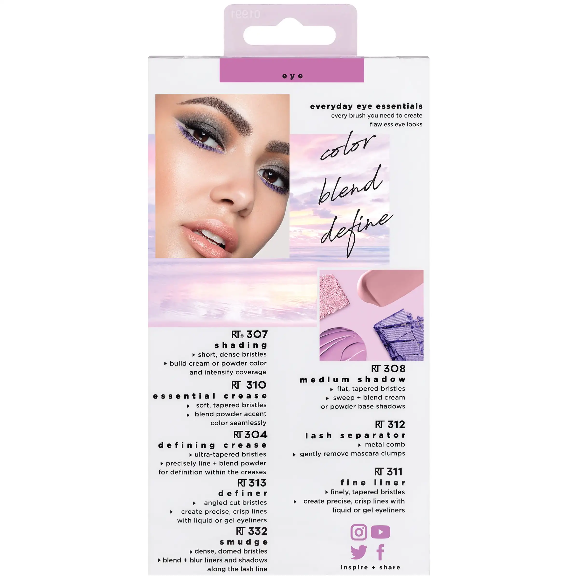 Kit de brochas de maquillaje, para sombra de ojos y delineador, juego de 8 piezas