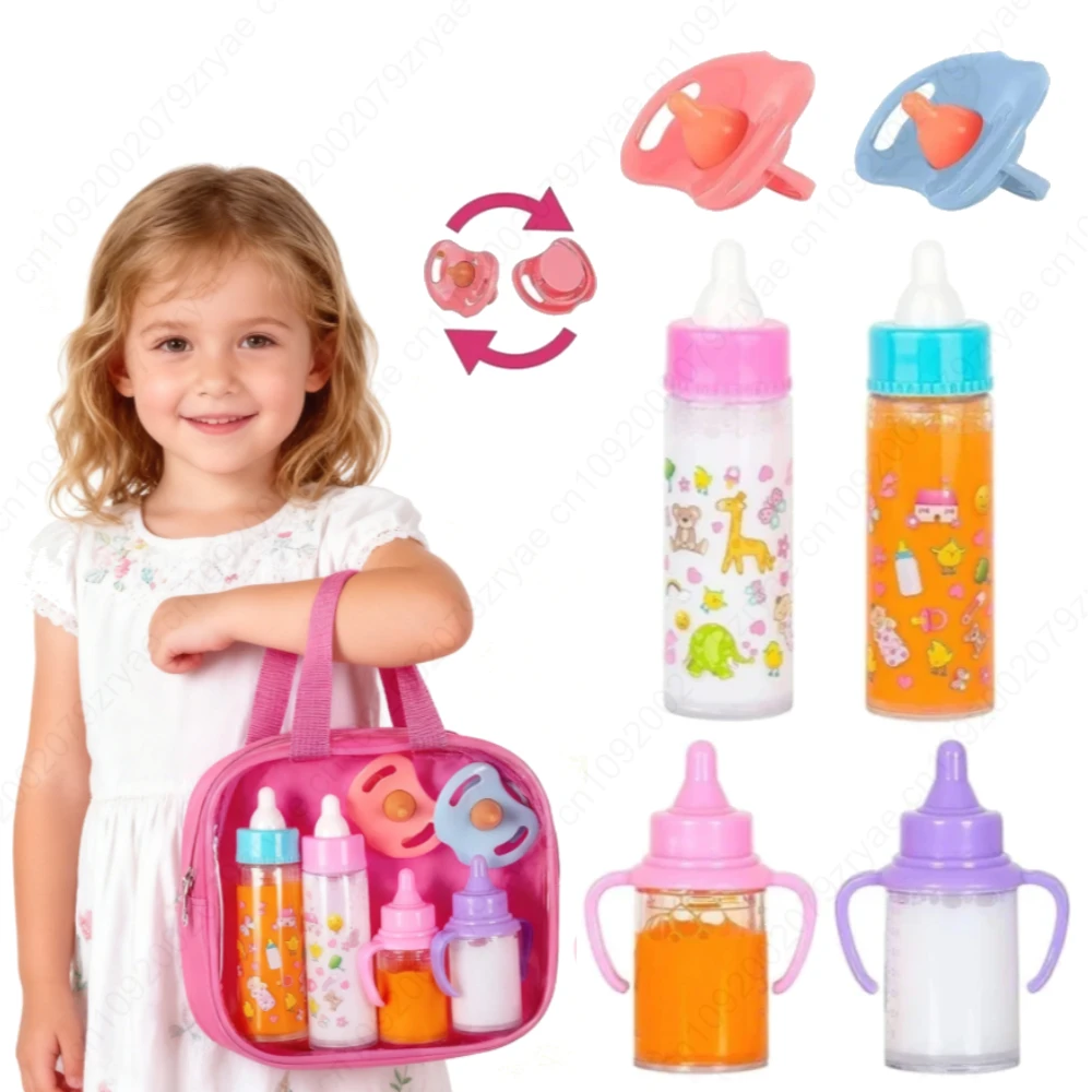 Kit de acessórios para bonecas recém-nascidas, com display transparente, bolsa de transporte arco-íris, janela de exibição transparente, adequado para bonecas de 14 polegadas, conjunto de viagem