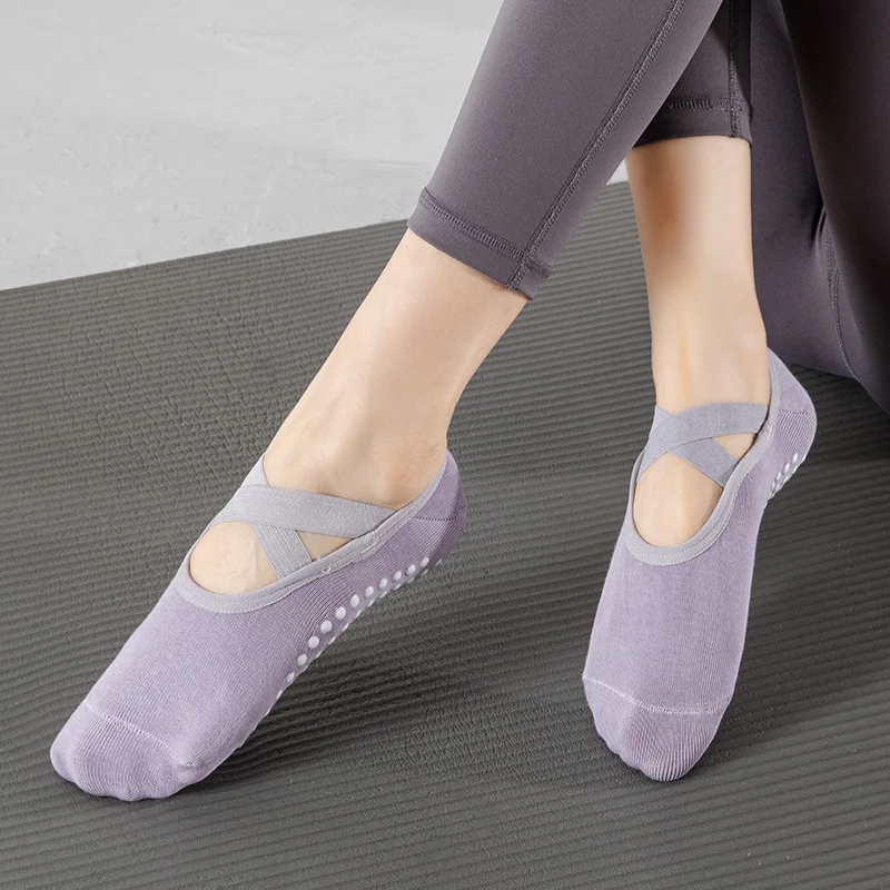 Professional Yoga Socks Women Silicone Anti-slip Indoor Floor Dance Sports Socks Solid Color Cotton Gym Fitness Pilates Socks