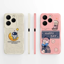 For Infinix Hot 40 40 Pro Case Lovely Astronaut Silicone Liquid Durable Anti-fall Protective For Infinix Hot40 40Pro Cover Funda