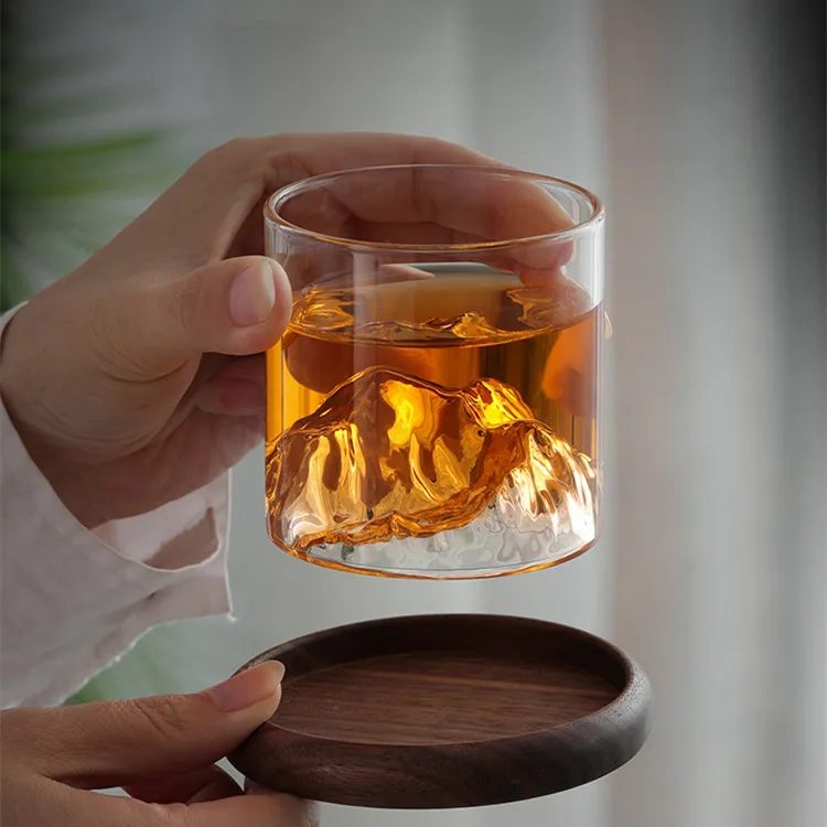 Glass View Mountain Cup Tibetan Mountain Cup Whiskey Wine Glass Borosilicate Glass Household Water Cup Creative Wine Glass