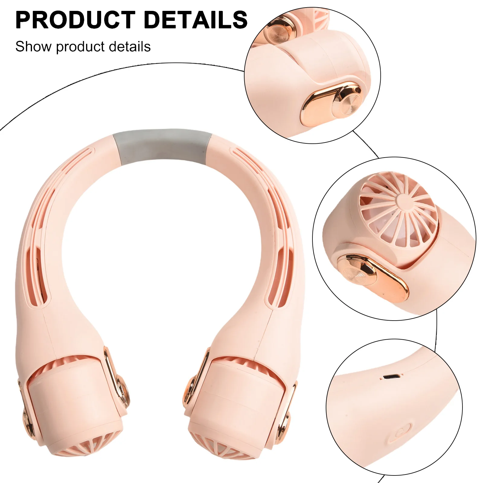 

Bladeless Neck Fan Portable USB Rechargeable Neck Fan Adjustable Wind Speed-degree All-round Airflow For Outdoor Activity