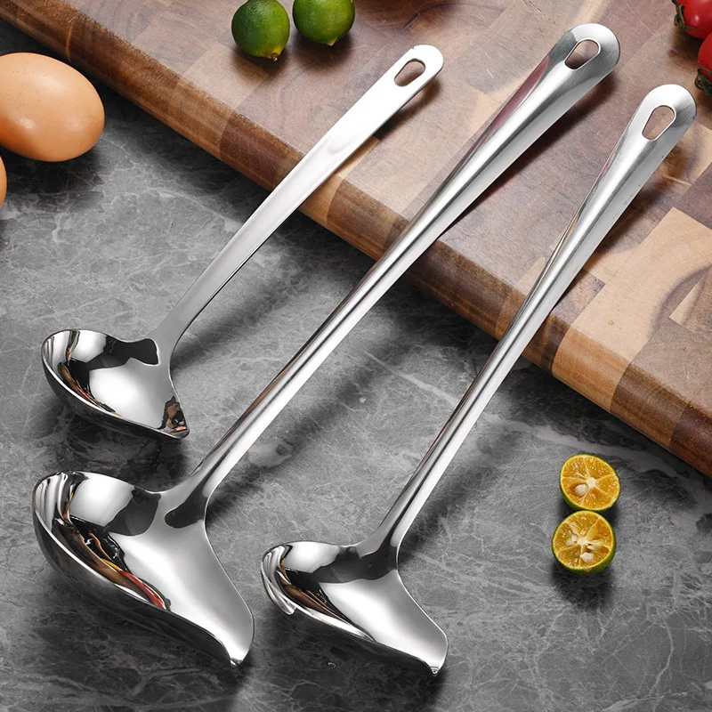 Stainless Steel Duckbill Spoon, Long-handled Sauce Spoon, Thickened Side Mouth, Slanted Mouth, and Crooked Mouth Spoon