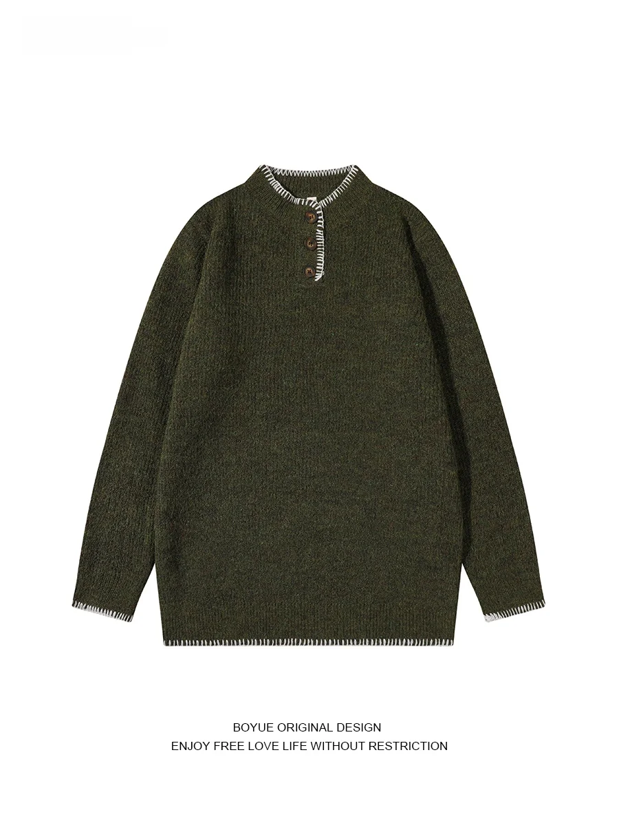 

Boyue Retro Japanese Sle Knitted Sweater Casual Loose Fit Color Blo Hoodie ex Comfortable Warm Long Sve Winter Top