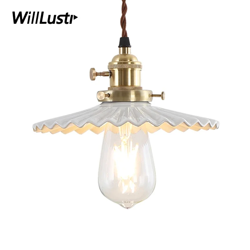Handmade Pleated China Pendant Lamp Ceramic Shade Pleat Ceiling Chandelier Dinning Room Bedside Suspension Hanging