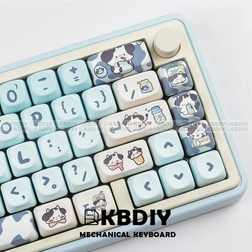KBDiy MOA Profile PBT Dairy Cow Keycap Cute DIY Custom Sublimation Keycaps for Mechanical Gaming Keyboard Kitten Pink Pig Panda