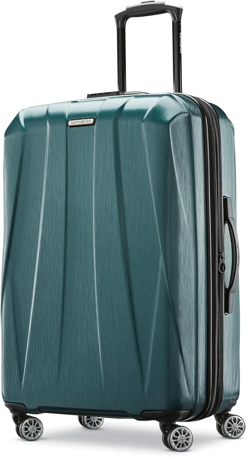 NEW Centric 2 Hardside Expandable Luggage with Spinners, Emerald Green, Checked-Medium 24-Inch