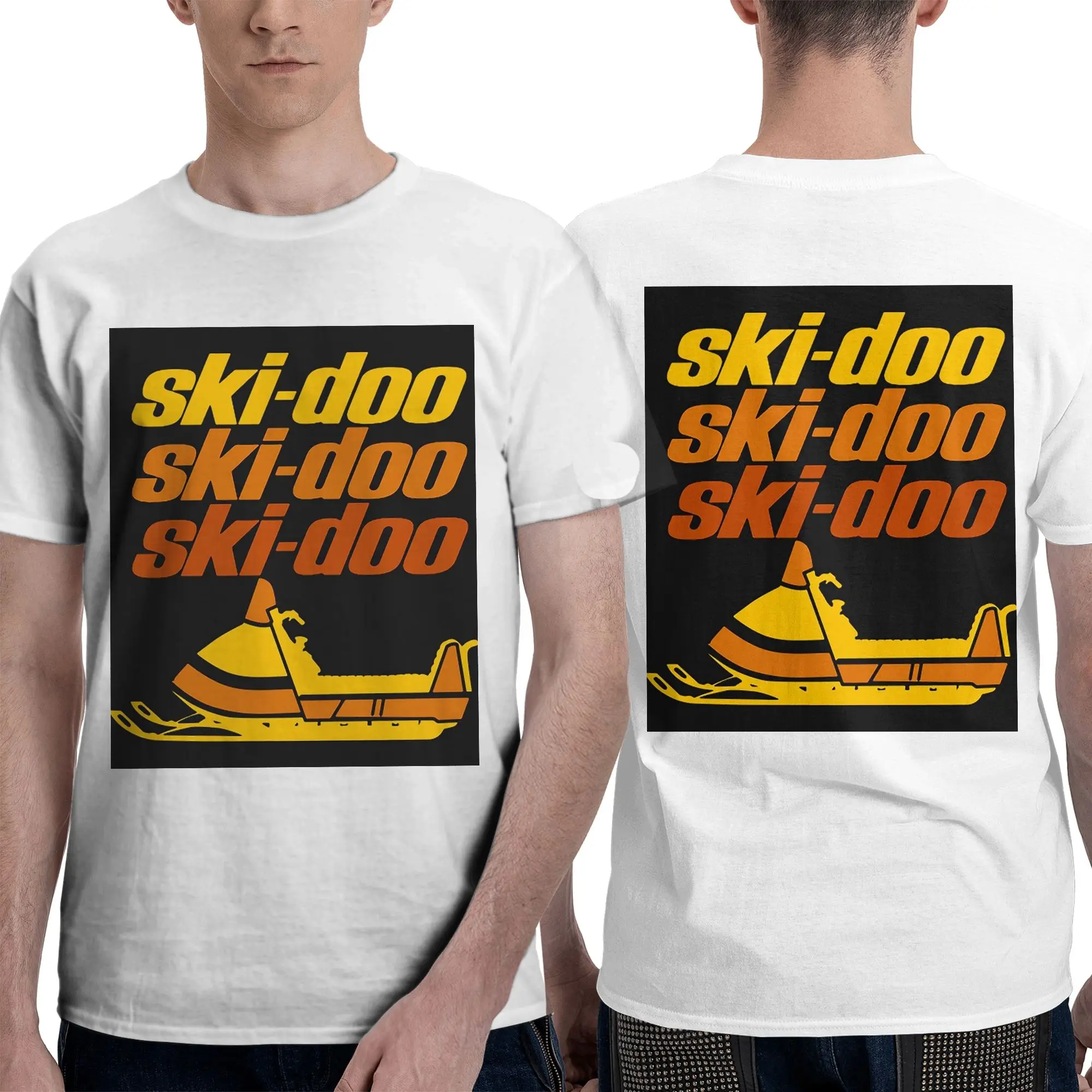 100% Cotton Ski Doo vintage Snowmobiles T-Shirt Men's Double Sided T Shirt Men Crew Neck Summer Shirts Tops Oversized