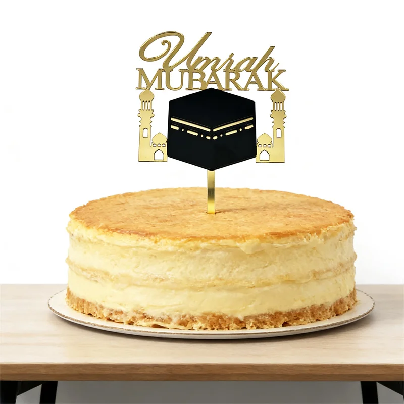 

1Pcs Black Gold Acrylic Umrah Mubarak Cake Toppers Ramadan Kareem Decoration Muslim Islamic Party Home 2026 Ramadan Cake Supplie