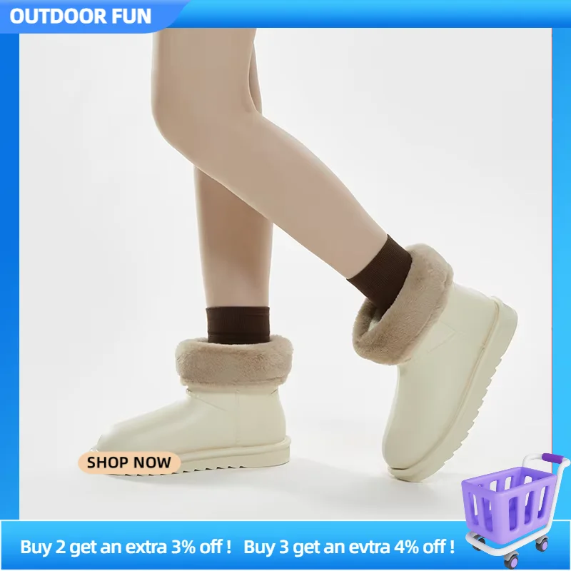 

UTUNE Women Snow Boots Winter Warm Plush Soft Sole Waterproof Men Outdoor Platform Shoes Anti-slip Casual Flat Ankle Fur Boots