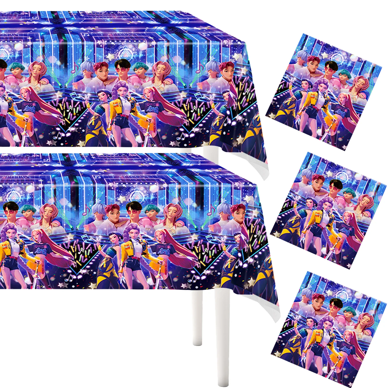 

Demon Hunters Birthday Party Tablecloth Set Plastic Table Cover for Baby Shower Kids Korean KPop Anime Hunters Party Decoration