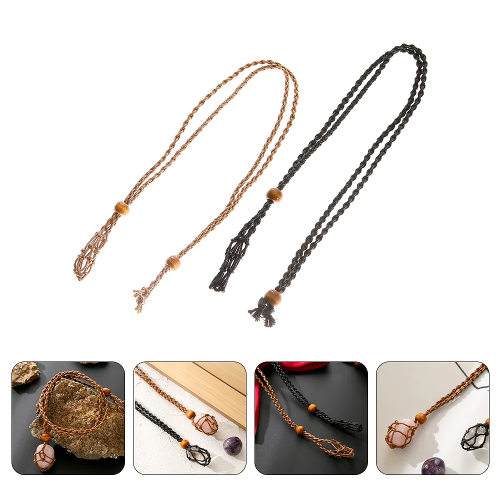 

2pcs H woven Necklace Light Unique Ropes Decorative Net Bag for Stone Agate Wood Pendant DIY Bracelets Jewelry