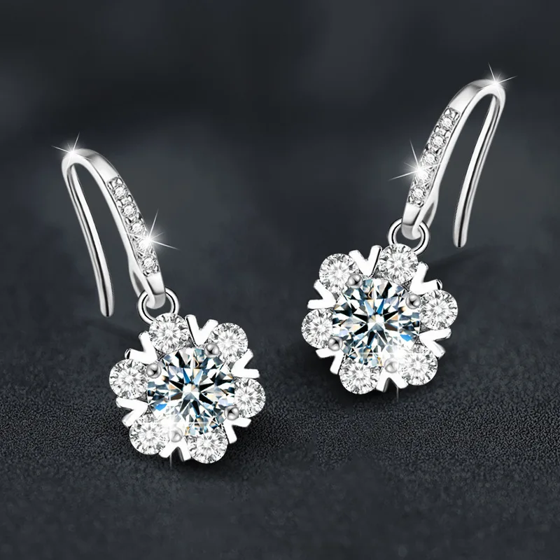 S925 Snowflake Earrings Korean INS New Style Light Luxury Hypoallergenic Dongdaemun Live Supplyearrings for women silver 925
