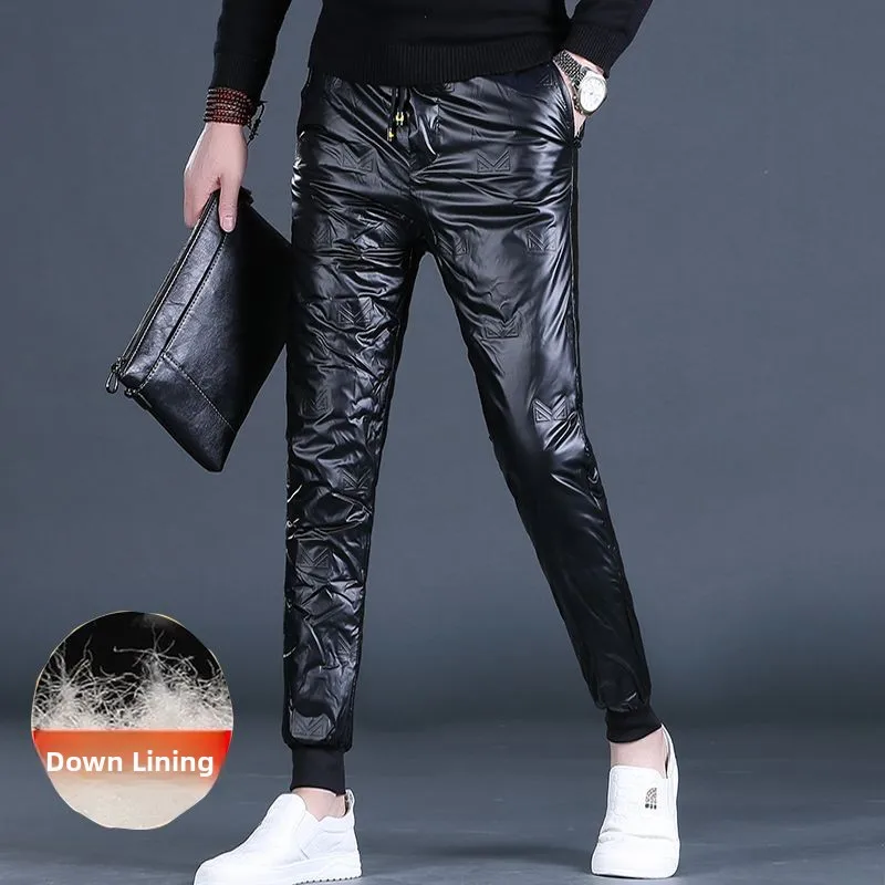 

Men's down Pants Winter Outerwear Slim Fit Casual Trousers Fce Lined Dstring Sports Pants Long Pants Summer 2025