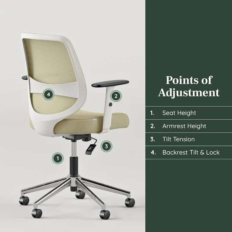 Computer Office Chair with Swivel, Lumbar Rest, and Adjustable Armrests - Sustainable