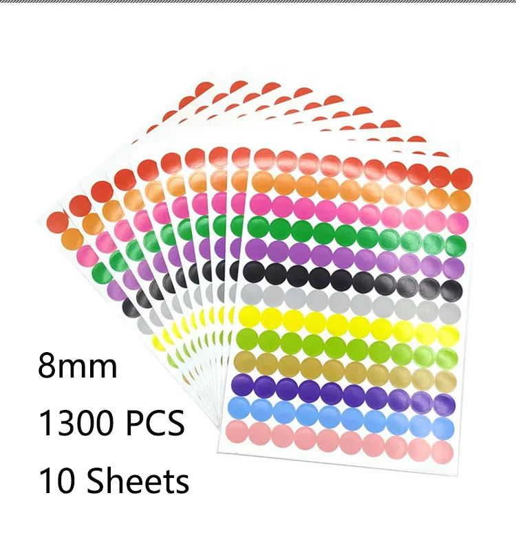 6mm 8mm 10mm 19mm 20mm 40mm Gekleurde Dot Stickers Polka Cirkel Kantoor Klas Partij decoratie Speelgoed Dagboek Decoratie Sticker