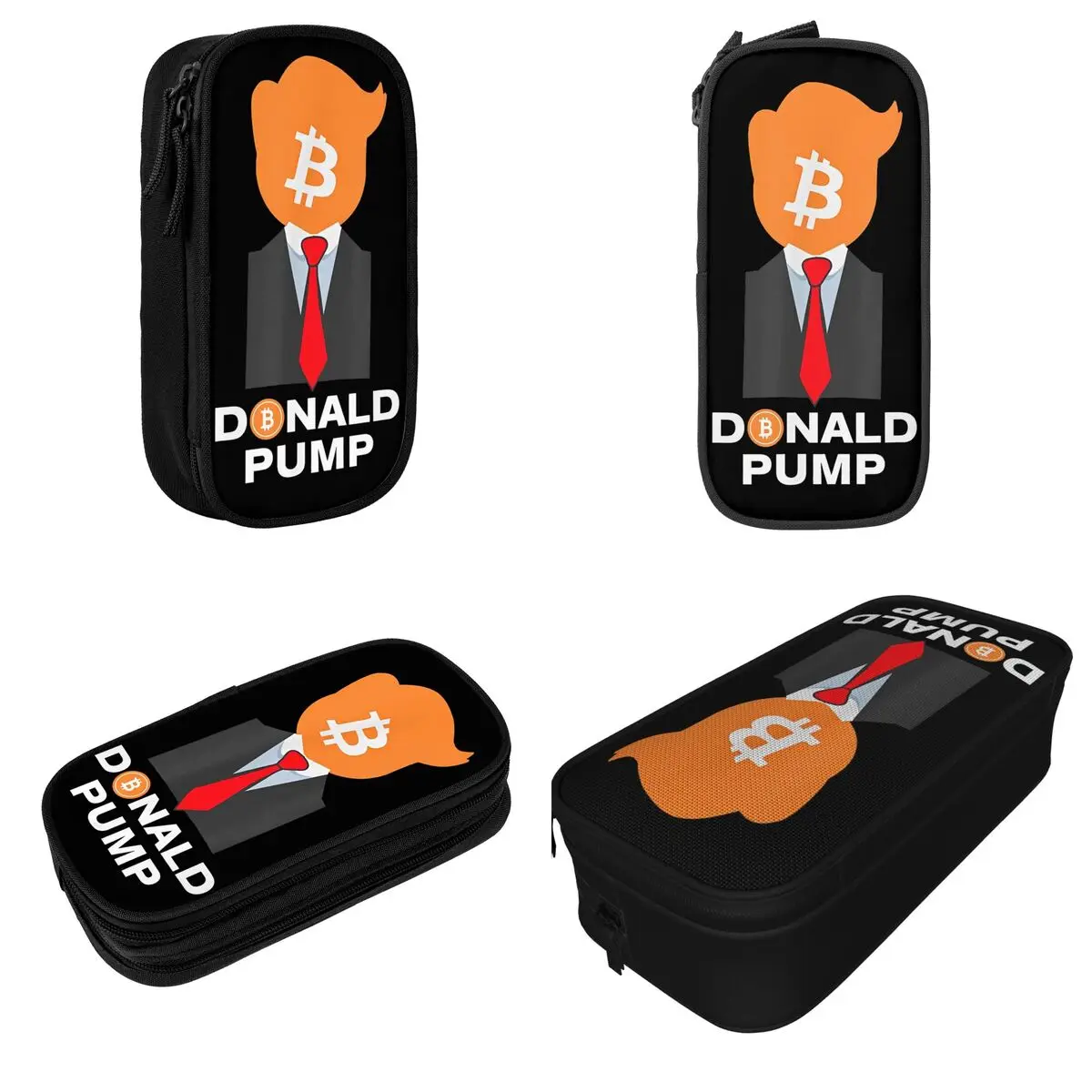 Donald Pump Bitcoin Trump Pencil Case Pencilcases Pen Holder for Girl Boy Big Capacity Bags School Supplies Zipper Stationery